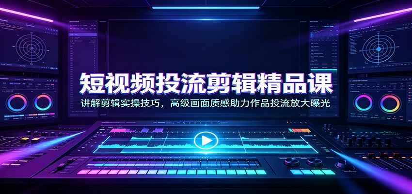 短视频投流剪辑精品课：讲解剪辑实操技巧，高级画面质感助力作品投流放大曝光-heixxmi