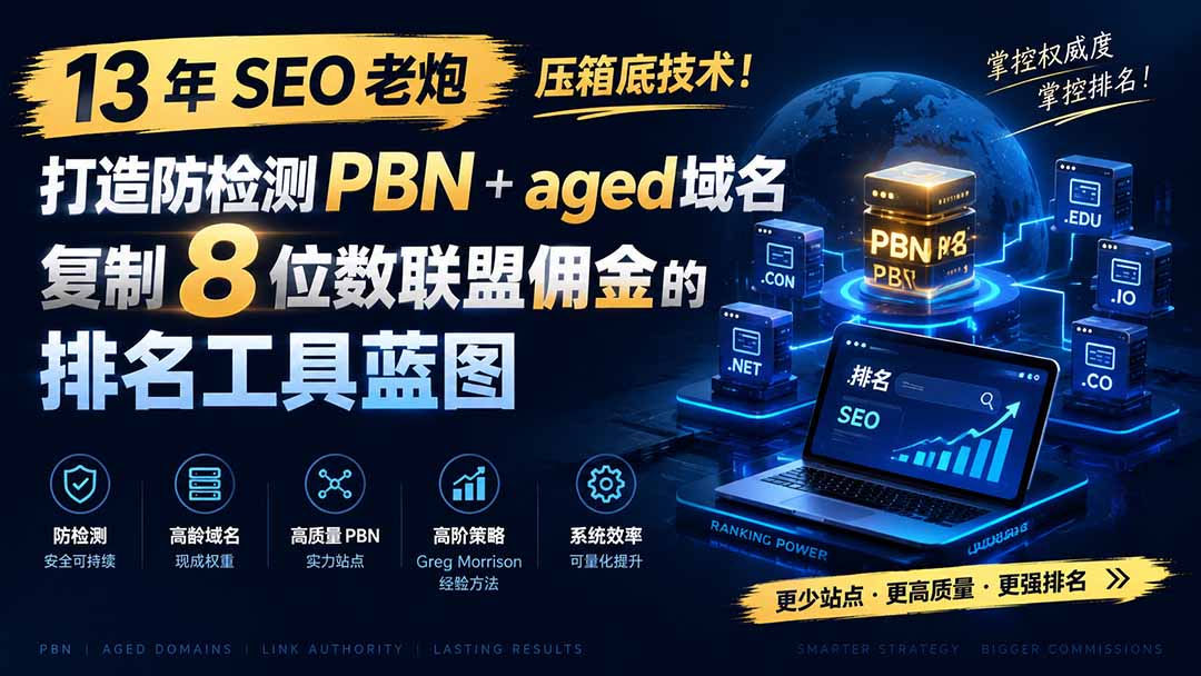 13 年 SEO 老炮压箱底技术！打造防检测 PBN+aged 域名，复制 8 位数联盟佣金的排名工具蓝图【原创双语字幕】-heixxmi