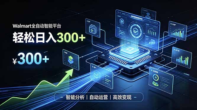 Walmart全自动智能平台，轻松日入300+一站式跨境智能运营工具。无需复杂实操-heixxmi