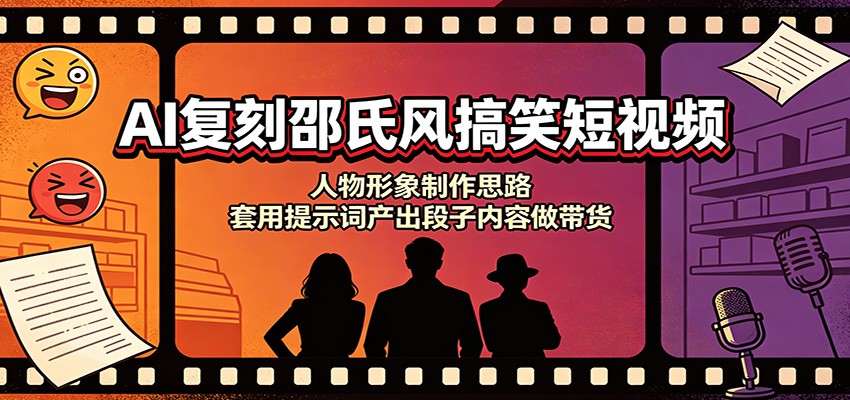 AI复刻邵氏风搞笑短视频：人物形象制作思路，套用提示词产出段子内容做带货-heixxmi