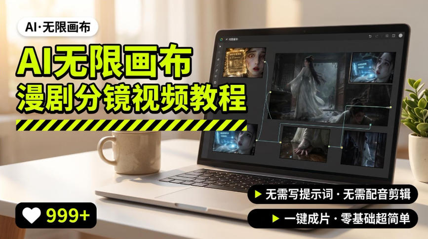 AI无限画布制作爆款漫剧分镜视频搭建教程，无需写脚本，无需制作音频，一键制作超简单-heixxmi