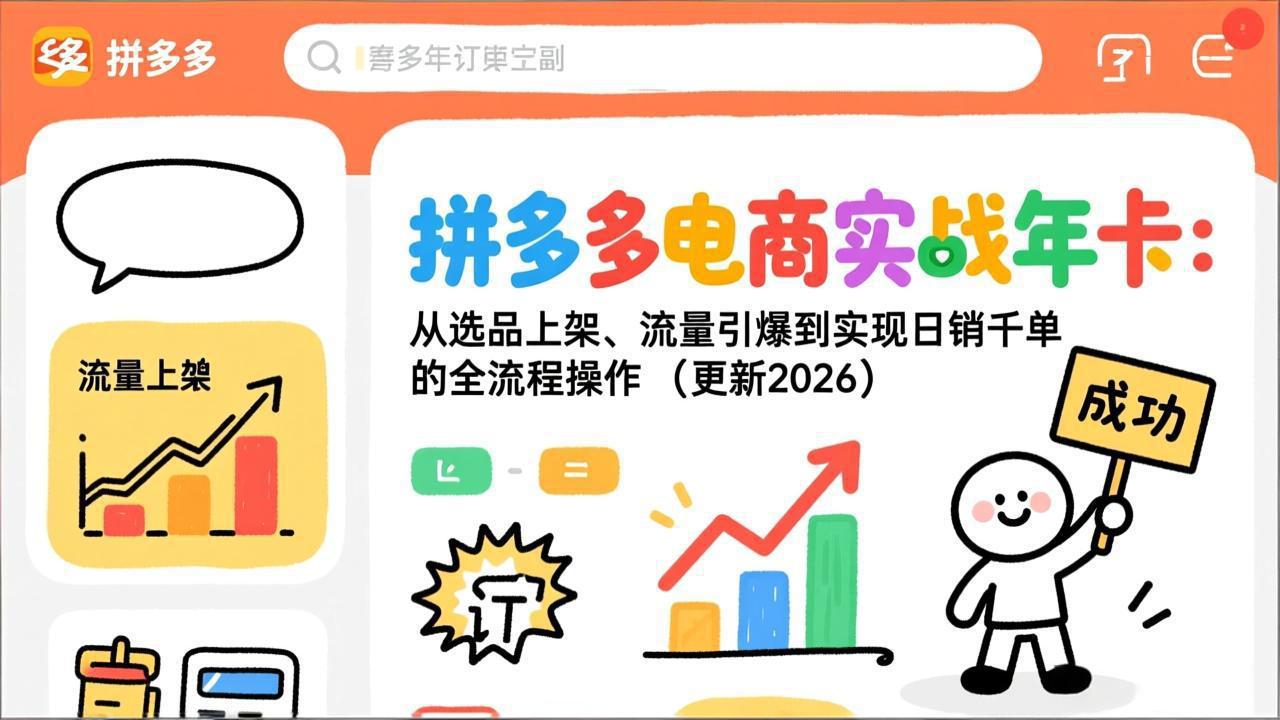 拼多多电商实战年卡：从选品上架、流量引爆到实现日销千单的全流程操作(更新2026年8月-heixxmi
