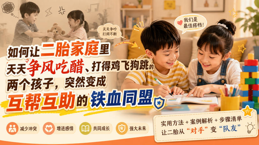 付费文章：如何让二胎家庭里天天争风吃醋、打得鸡飞狗跳的两个孩子，突然变成互帮互助的铁血同盟？-heixxmi