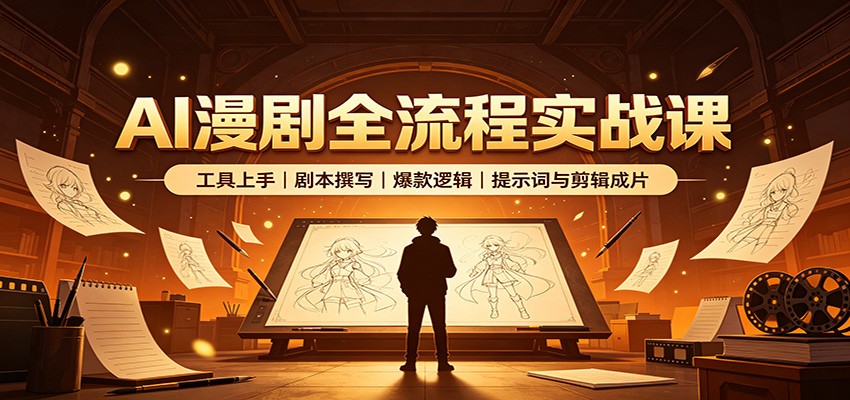 AI漫剧全流程实战课：工具上手、剧本撰写、爆款逻辑、提示词与剪辑成片-heixxmi