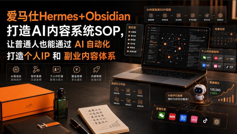 爱马仕Hermes+Obsidian打造AI内容系统SOP，让普通人也能通过 AI 自动化打造个人IP 和 副业内容体系-heixxmi