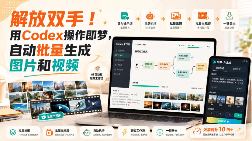 解放双手！用Codex操作即梦，自动批量生成图片和视频-heixxmi