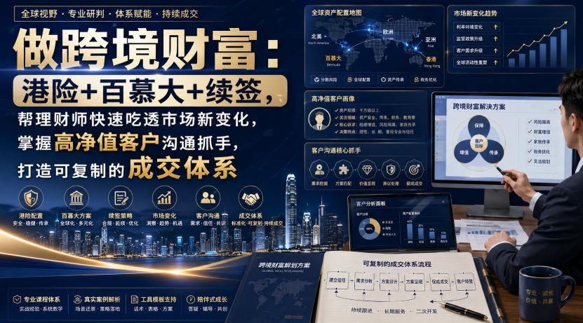 做跨境财富：港险+百慕大+续签，帮理财师快速吃透市场新变化，掌握高净值客户沟通抓手，打造可复制的成交体系-heixxmi
