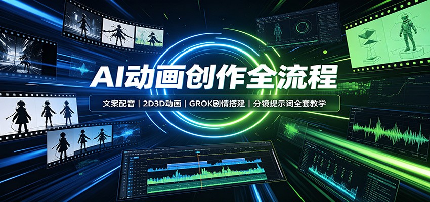 AI动画创作全流程：文案配音，2D3D动画，GROK剧情搭建，分镜提示词全套教学-heixxmi