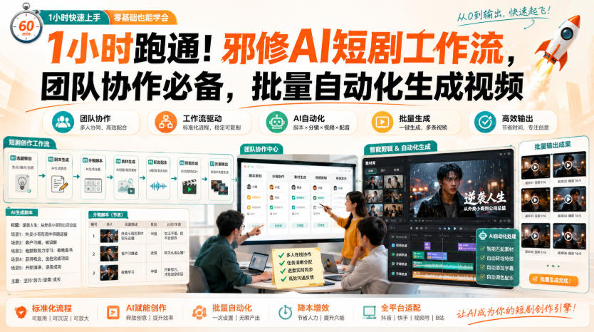 1小时跑通！邪修AI短剧工作流，团队协作必备，批量自动化生成视频-heixxmi