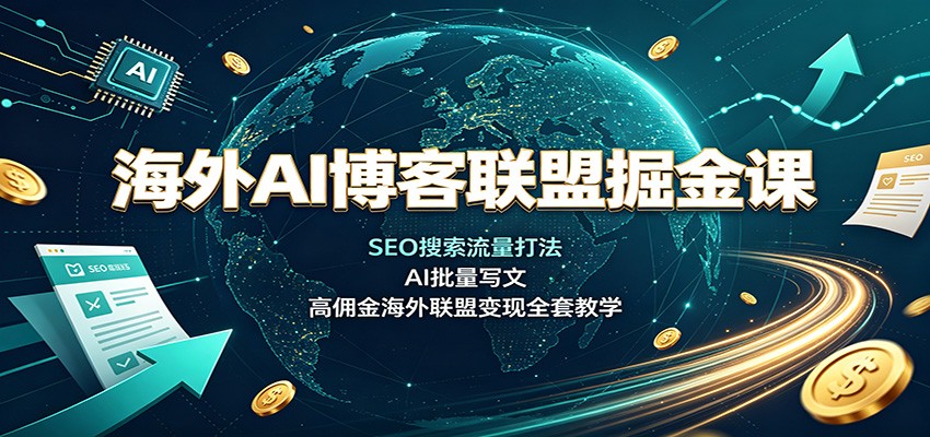 海外AI博客联盟掘金课：SEO搜索流量打法，AI批量写文，高佣金海外联盟变现全套教学-heixxmi