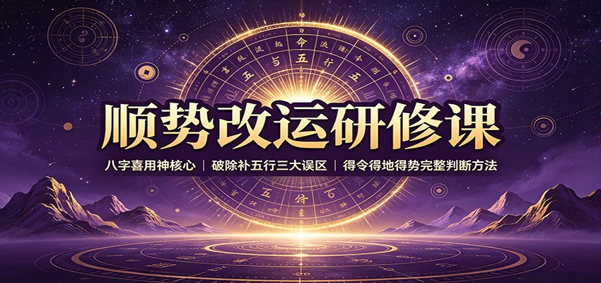 顺势改运研修课：八字喜用神核心，破除补五行三大误区，得令得地得势完整判断方法-heixxmi