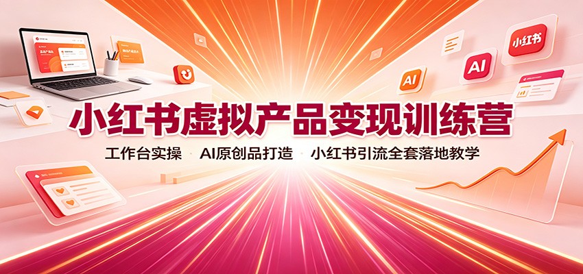 小红书虚拟产品变现训练营：工作台实操，AI原创品打造，小红书引流全套落地教学-heixxmi