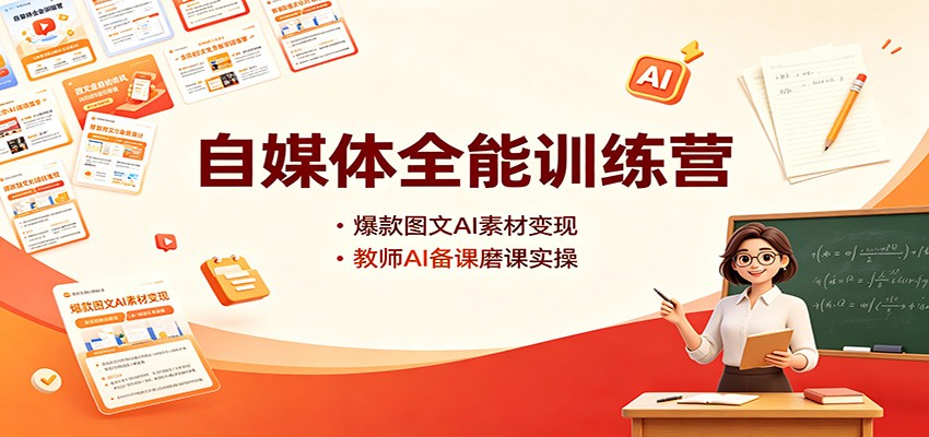 自媒体全能训练营：爆款图文AI素材变现，教师AI备课磨课实操-heixxmi