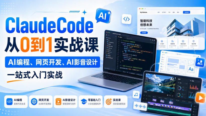 ClaudeCode从0到1实战课，AI编程、网页开发、AI影音设计一站式入门实战-heixxmi