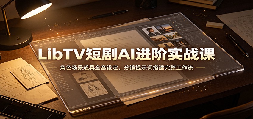 LibTV短剧AI进阶实战课：角色场景道具全套设定，分镜提示词搭建完整工作流-heixxmi
