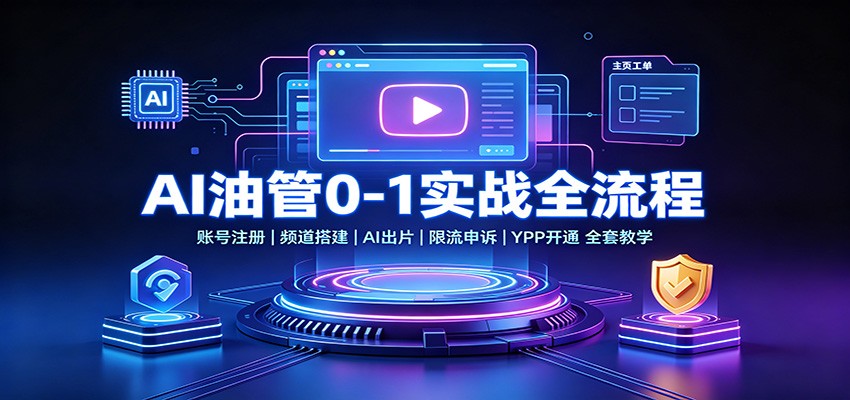 AI油管0-1实战：账号注册频道搭建，AI出片，限流申诉，YPP开通全套教学-heixxmi