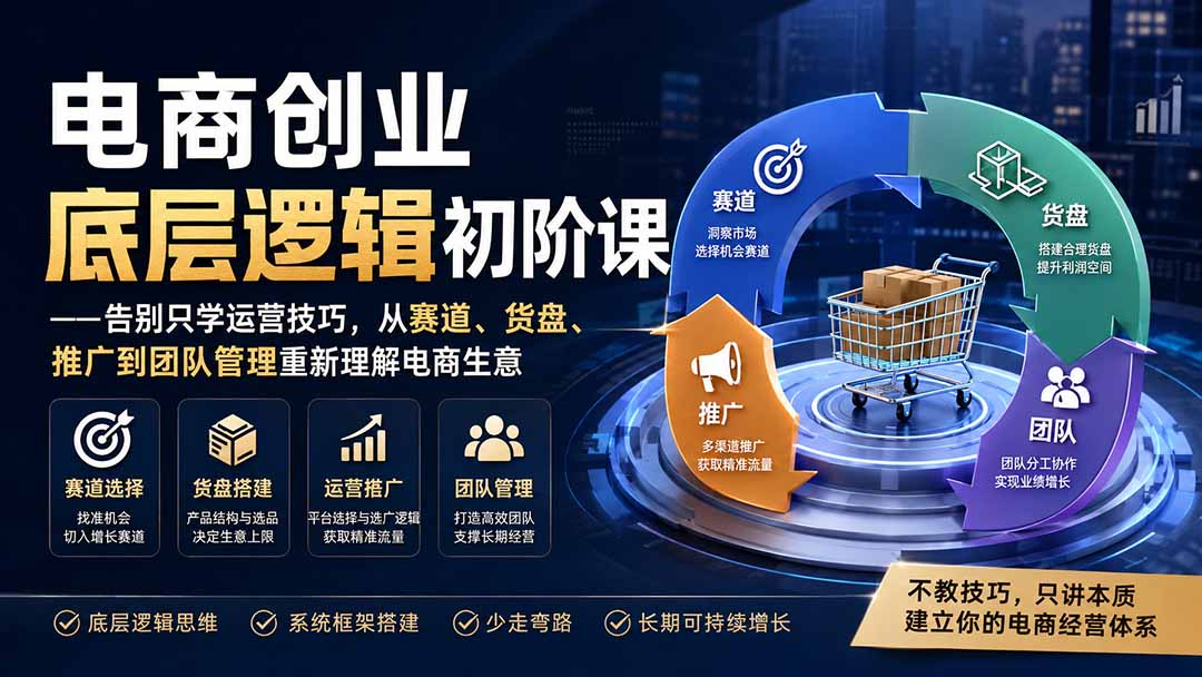 电商创业底层逻辑初阶课——告别只学运营技巧，从赛道、货盘、推广到团队管理重新理解电商生意-heixxmi