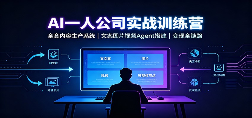 AI创作一人公司实战训练营：全套内容生产系统，文案图片视频Agent搭建变现全链路-heixxmi