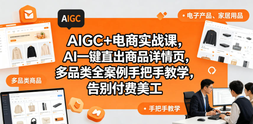 AIGC+电商实战课，AI一键直出商品详情页，多品类全案例手把手教学，告别付费美工(更新0820)-heixxmi