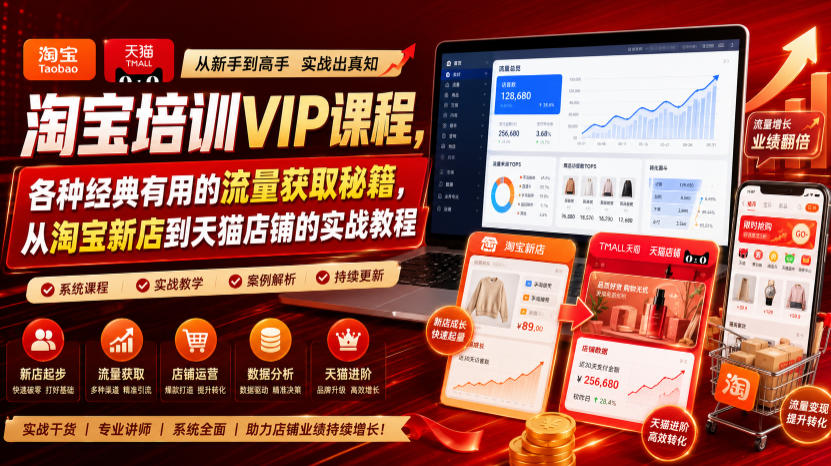 淘宝培训VIP课程，各种经典有用的流量获取秘籍，从淘宝新店到天猫店铺的实战教程(更新08月20日)-heixxmi
