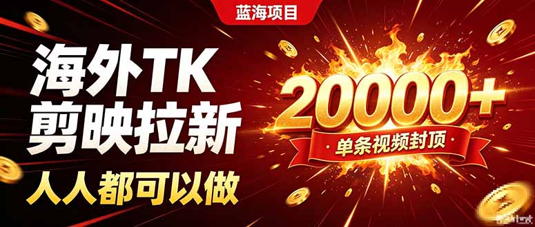 海外TK拉新新玩法，剪映就能做，不用经验不用粉丝，单条视频收益上限20000+-heixxmi