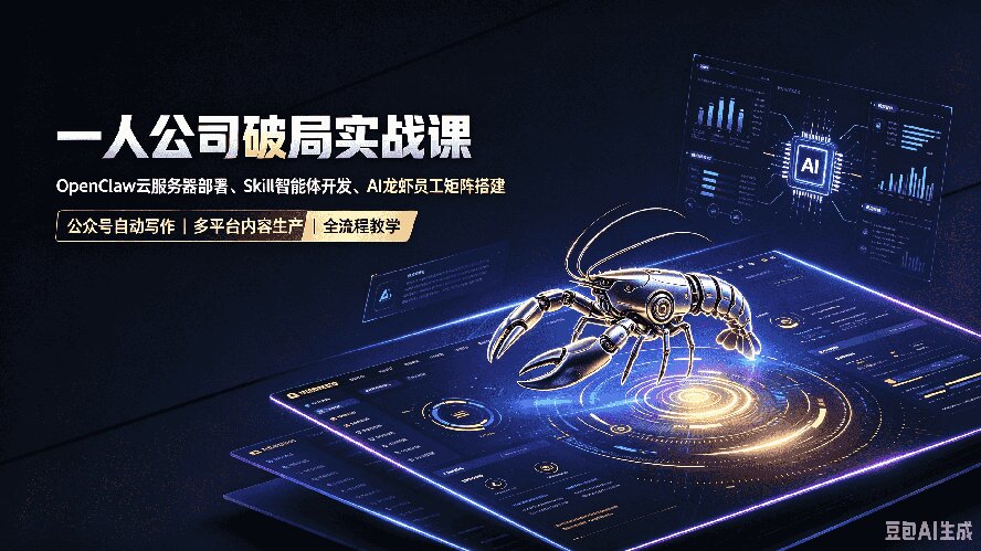 一人公司破局实战课｜OpenClaw云服务器部署、Skill智能体开发、AI龙虾员工矩阵搭建，公众号自动写作与多平台内容...-heixxmi