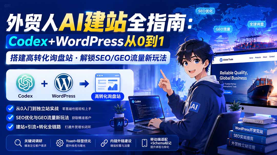 外贸人AI建站全指南：Codex+WordPress从0到1·搭建高转化询盘站·解锁SEO/GEO流量新玩法-更新8月-heixxmi