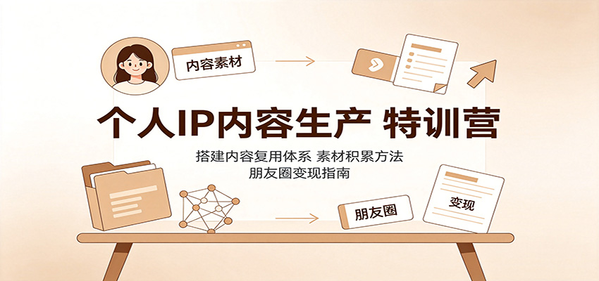 个人IP内容生产特训营：搭建内容复用体系，素材积累方法，朋友圈变现指南-heixxmi