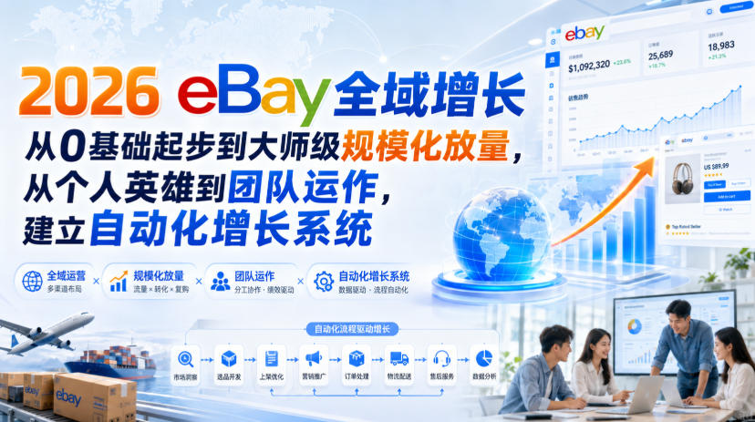 2026 eBay全域增长，从0基础起步到大师级规模化放量，从个人英雄到团队运作，建立自动化增长系统-heixxmi