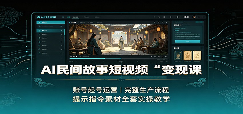 AI民间故事短视频变现课：账号起号运营，完整生产流程，提示指令素材全套实操教学-heixxmi