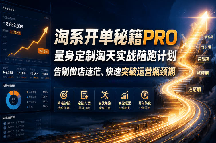 淘系开单秘籍PRO，量身定制淘天实战陪跑计划，告别做店迷茫、快速突破运营瓶颈期(更新260823)-heixxmi