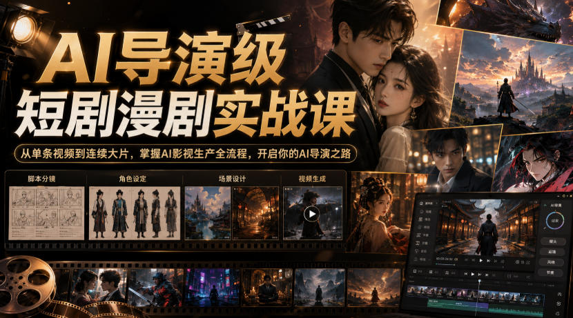 AI导演级短剧漫剧实战课，从单条视频到连续大片，掌握AI影视生产全流程，开启你的AI导演之路!-heixxmi