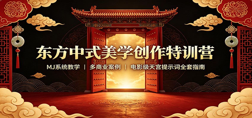 东方中式美学创作特训营：MJ系统教学，多商业案例，电影级天宫提示词全套指南-heixxmi