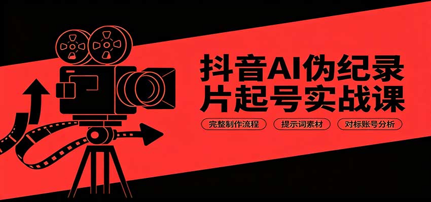 抖音AI伪纪录片起号实战课：完整制作流程，提示词素材，对标账号分析-heixxmi
