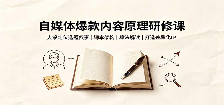 自媒体爆款内容原理研修课：人设定位选题叙事，脚本架构，算法解读打造差异化IP-heixxmi