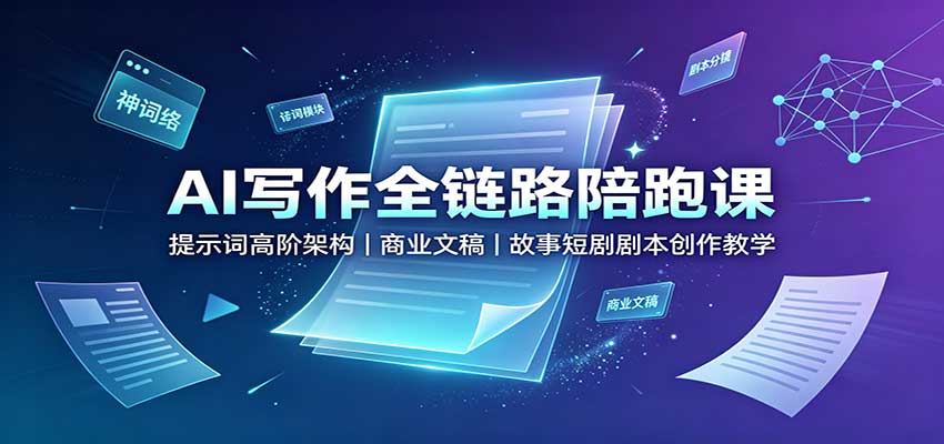 AI写作全链路陪跑课：提示词高阶架构，商业文稿，故事短剧剧本创作教学-heixxmi