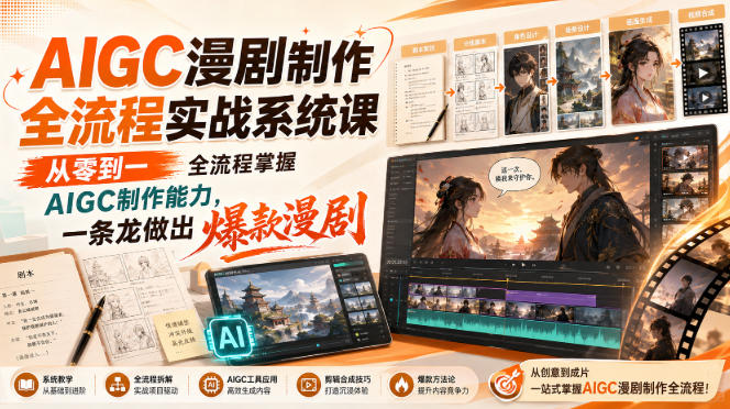 AIGC漫剧制作全流程实战系统课，从零到一全流程掌握AIGC制作能力，一条龙做出爆款漫剧-heixxmi