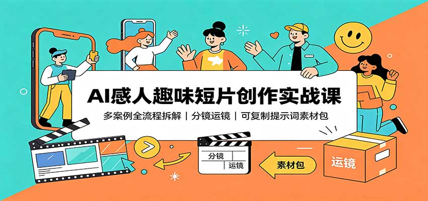 AI感人趣味短片创作实战课：多案例全流程拆解，分镜运镜，可复制提示词素材包-heixxmi