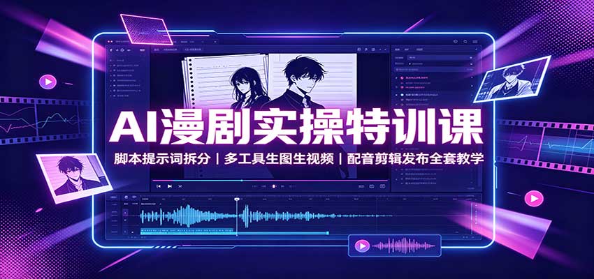 AI漫剧实操特训课：脚本提示词拆分，多工具生图生视频，配音剪辑发布全套教学-heixxmi
