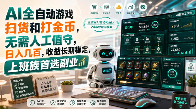 AI全自动游戏皮肤扫货和打金币，日入几百，内部方法大揭秘，0门槛！-heixxmi