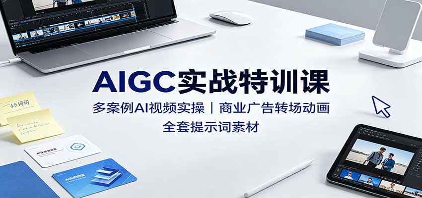 AIGC实战特训课：多案例AI视频实操，商业广告转场动画，全套提示词素材-heixxmi