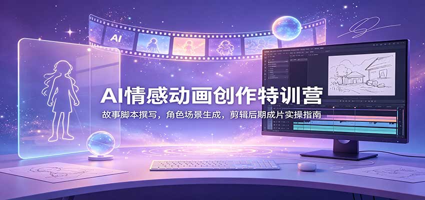 AI情感动画创作特训营：故事脚本撰写，角色场景生成，剪辑后期成片实操指南-heixxmi