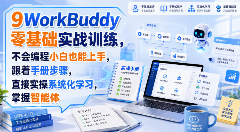 WorkBuddy零基础实战训练，不会编程小白也能上手，跟着手册步骤，直接实操系统化学习，掌握智能体-heixxmi