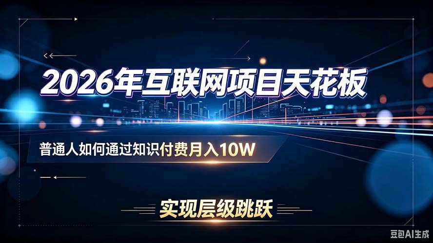2026年互联网项目天花板：普通人如何通过知识付费月入10W，实现层级跳跃-heixxmi