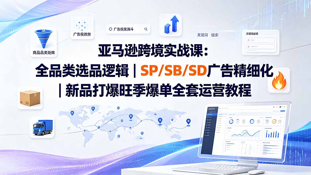 亚马逊跨境实战课-更新8月：全品类选品逻辑｜SP/SB/SD广告精细化｜新品打爆旺季爆单全套运营教程-heixxmi