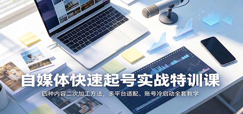 自媒体快速起号实战特训课：四种内容二次加工方法，多平台适配，账号冷启动全套教学-heixxmi