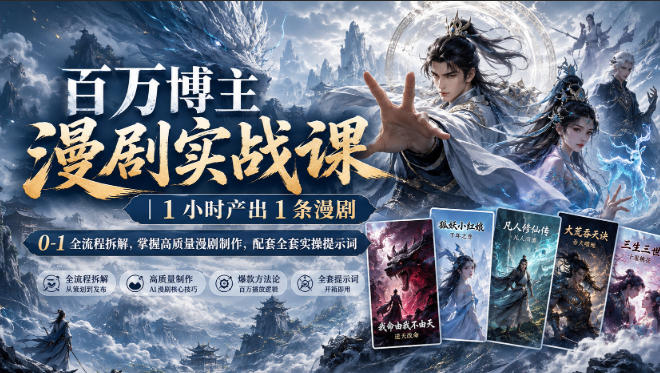 百万博主漫剧实战课｜1小时产出1条漫剧，0‑1全流程拆解，掌握高质量漫剧制作，配套全套实操提示词-heixxmi