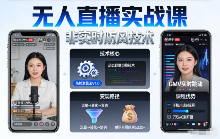 宝子哥无人直播实战课，非实时防风技术，聚焦抖音快手等平台直播带货，轻松开启直播变现之路(更新2026年08月31日)-heixxmi