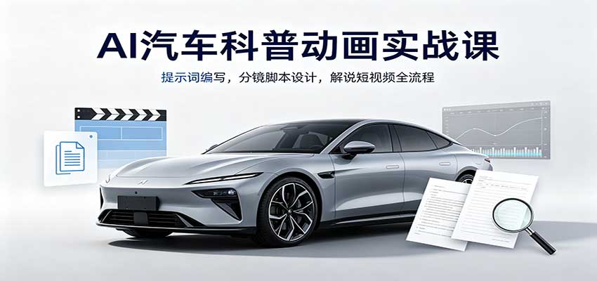 AI汽车科普动画实战课：提示词编写，分镜脚本设计，解说短视频全流程-heixxmi