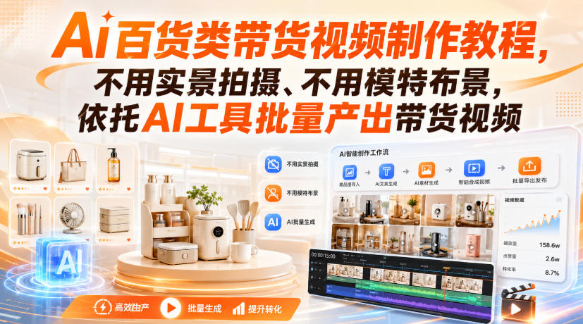 Ai百货类带货视频制作教程，不用实景拍摄、不用模特布景，依托AI工具批量产出带货视频-heixxmi